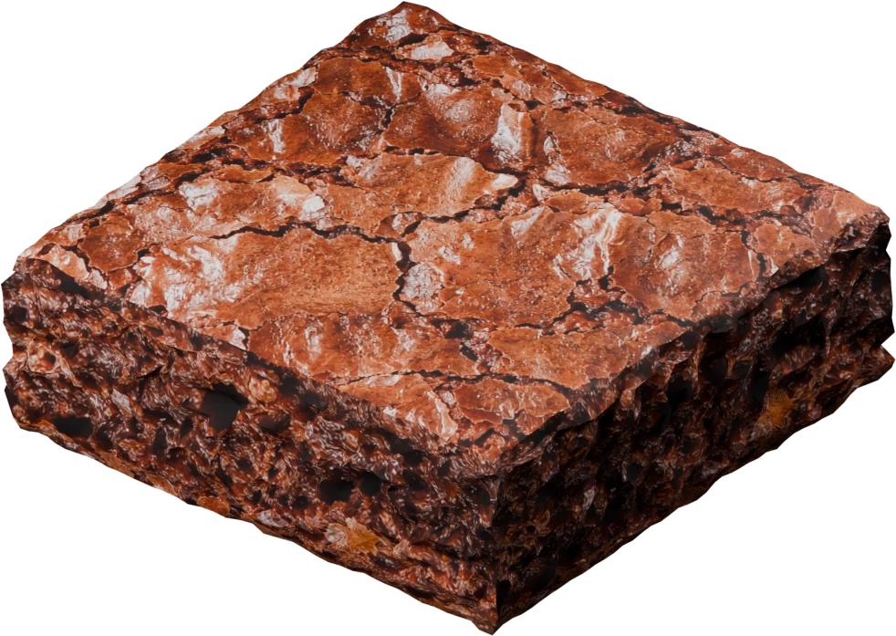 A thick chocolate brownie with a crackled top and fudgy centre